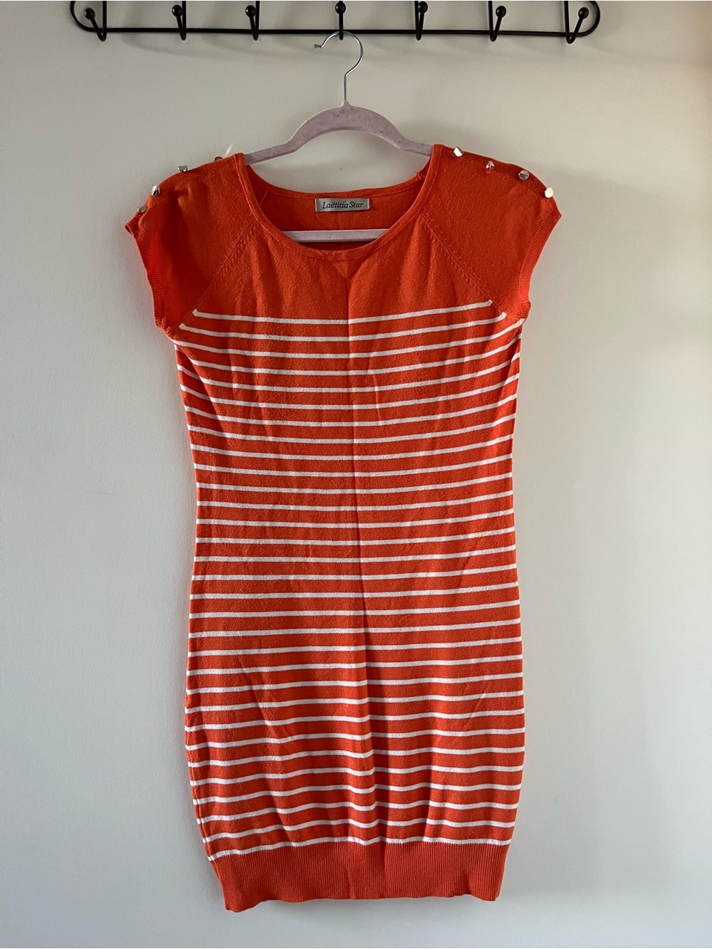 Orange Striped Knit Mini Dress